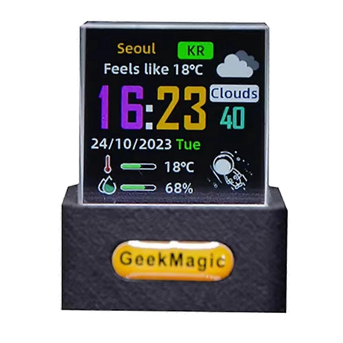 Crystal Cube Photo Display Ολογραφικό Desktop Smart Weather Station ψηφιακό ρολόι με GIF Animations Album