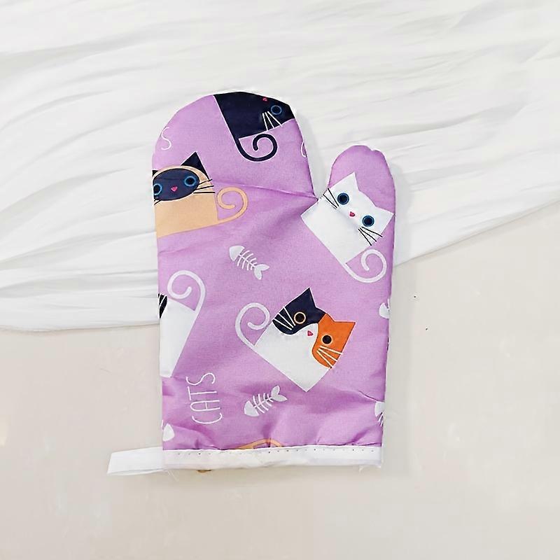 Cute Kitten Heat-Resistant Oven Mitt - Cotton/Polyester, Woven Design For Cooking & Baking