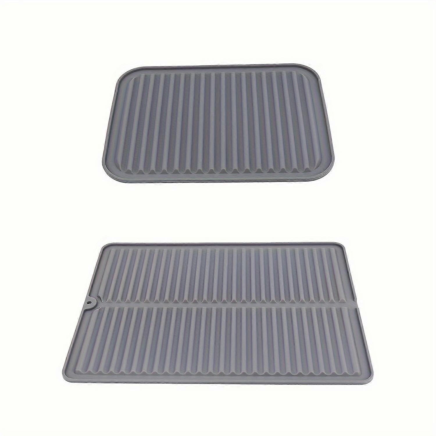 Tappetino per asciugare piatti in silicone da 2 pezzi, tappetino per lo scarico rapido del piatto, tappetino per pentole resistente al calore, riutilizzabile, antiscivolo, lavabile in lavastoviglie, tappetino di scarico in silicone per conteggio in cucina