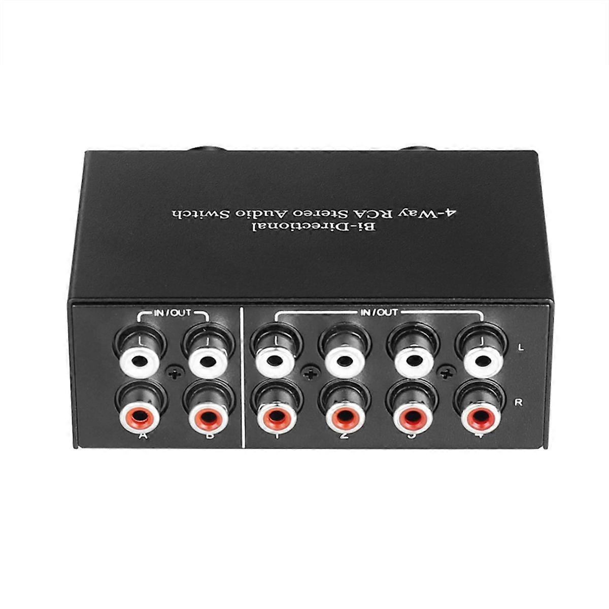 4 Way Bi-Directional RCA Stereo Audio Switch 2 in 4 Out or 4 in 2 Out L/R Jack Sound Channel RCA Au
