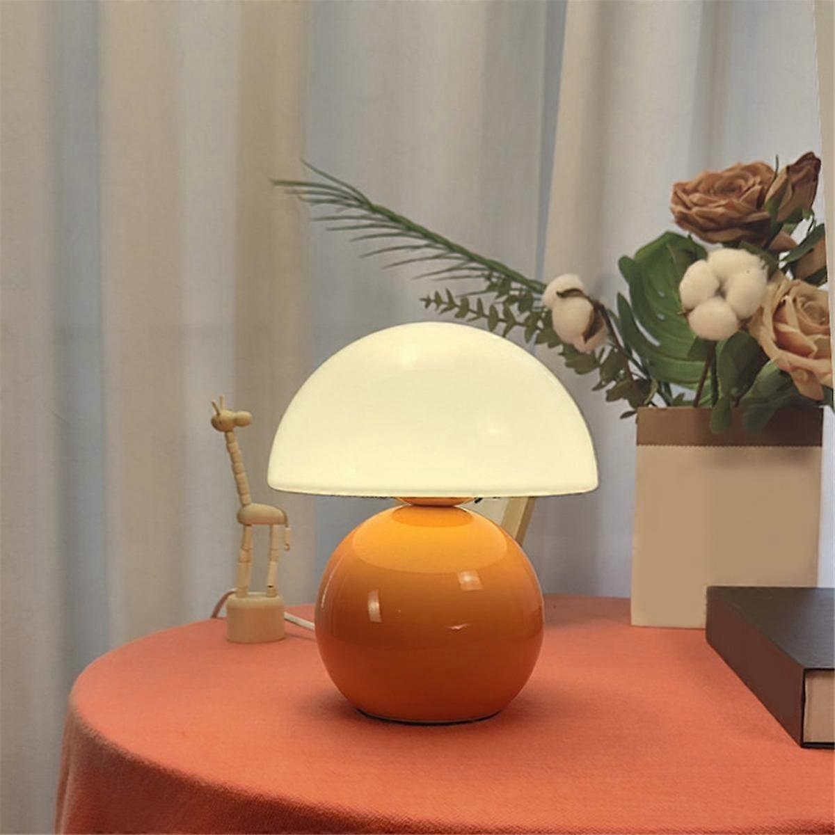 Lâmpada de Mesa de Mesa de Cogumelo para Quarto Lâmpada Moderna de Meados do Século Fofa Regulável Amarelo Leite Plugue UE
