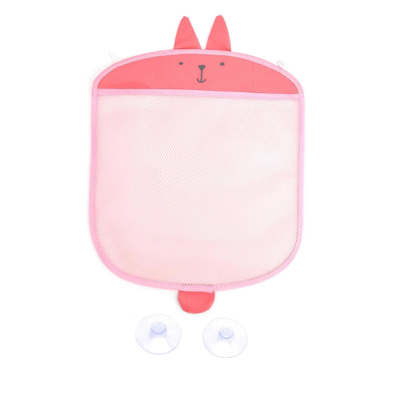 婴儿沐浴玩具组织器吸盘网透气沐浴产品储物袋，粉红色