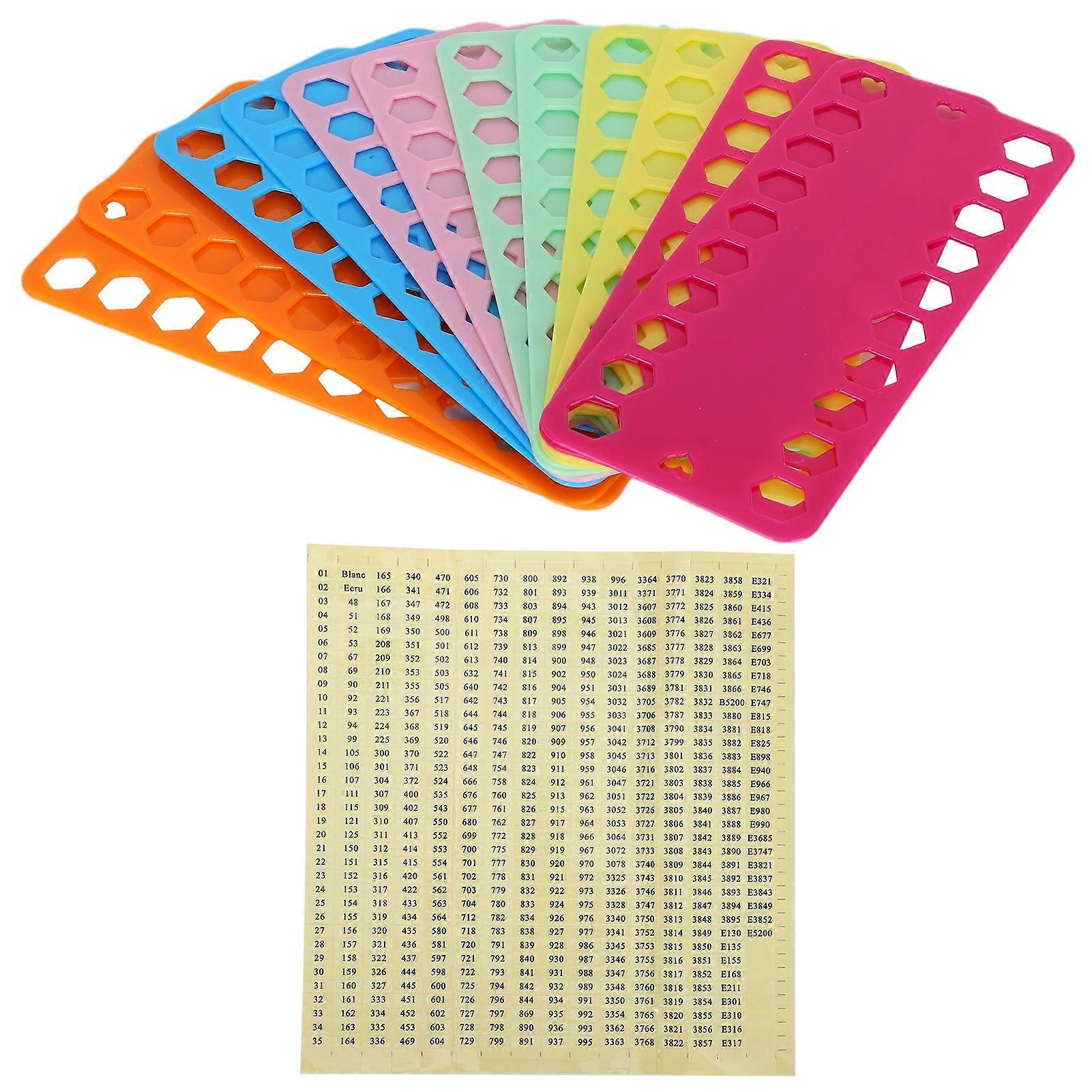 12Pcs Cross Stitch Threads Organizer Color Plastic 20 Holes Floss Bobbin Winding  Plate