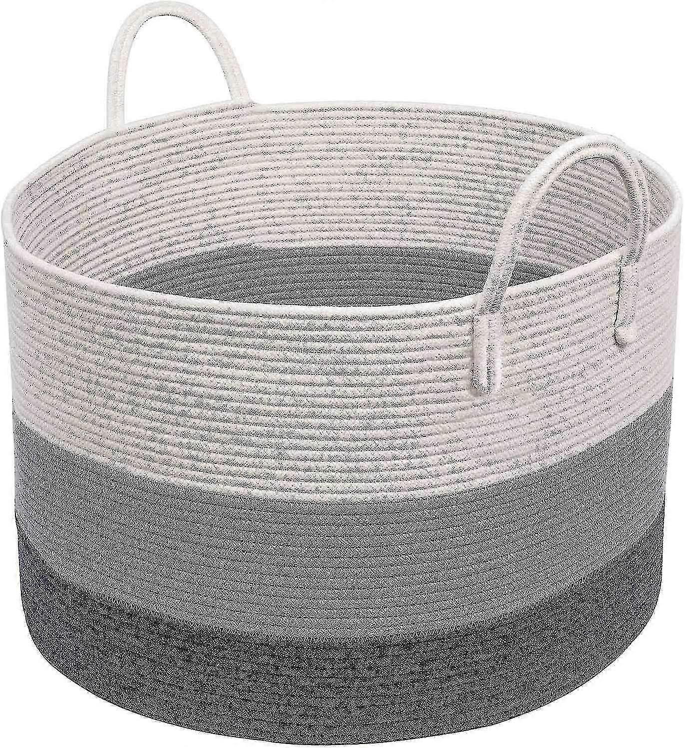 特大のランドリーバスケットは、綿ロープバスケットから織られ、ハンドル付きで、毛布を収納できます