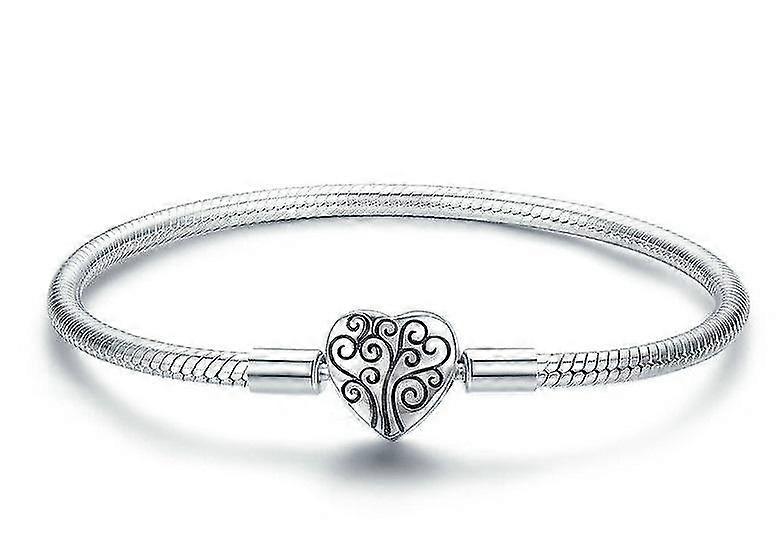 silver tree life heart shape clasp snake sterling chain