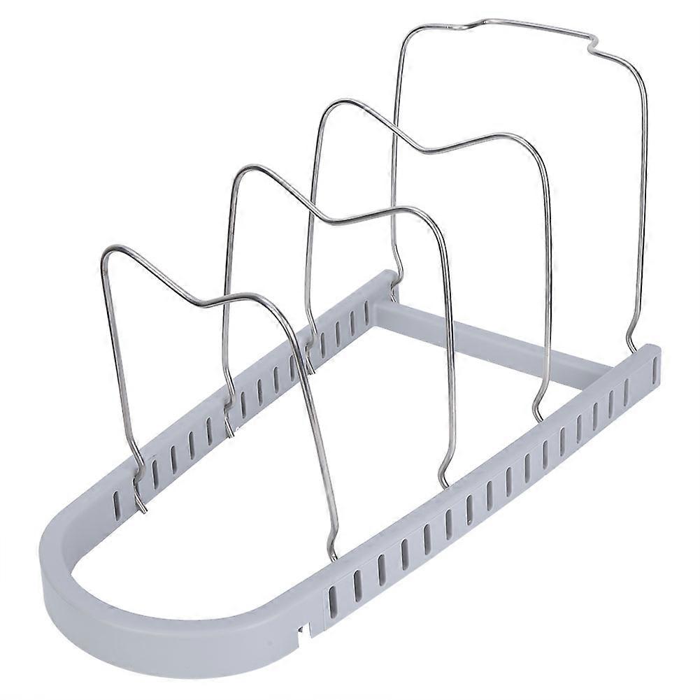 Multi-Purpose Kitchen Storage Shelving Shelf Rack Pot Pan Cookware Lid Organizer (Gray)