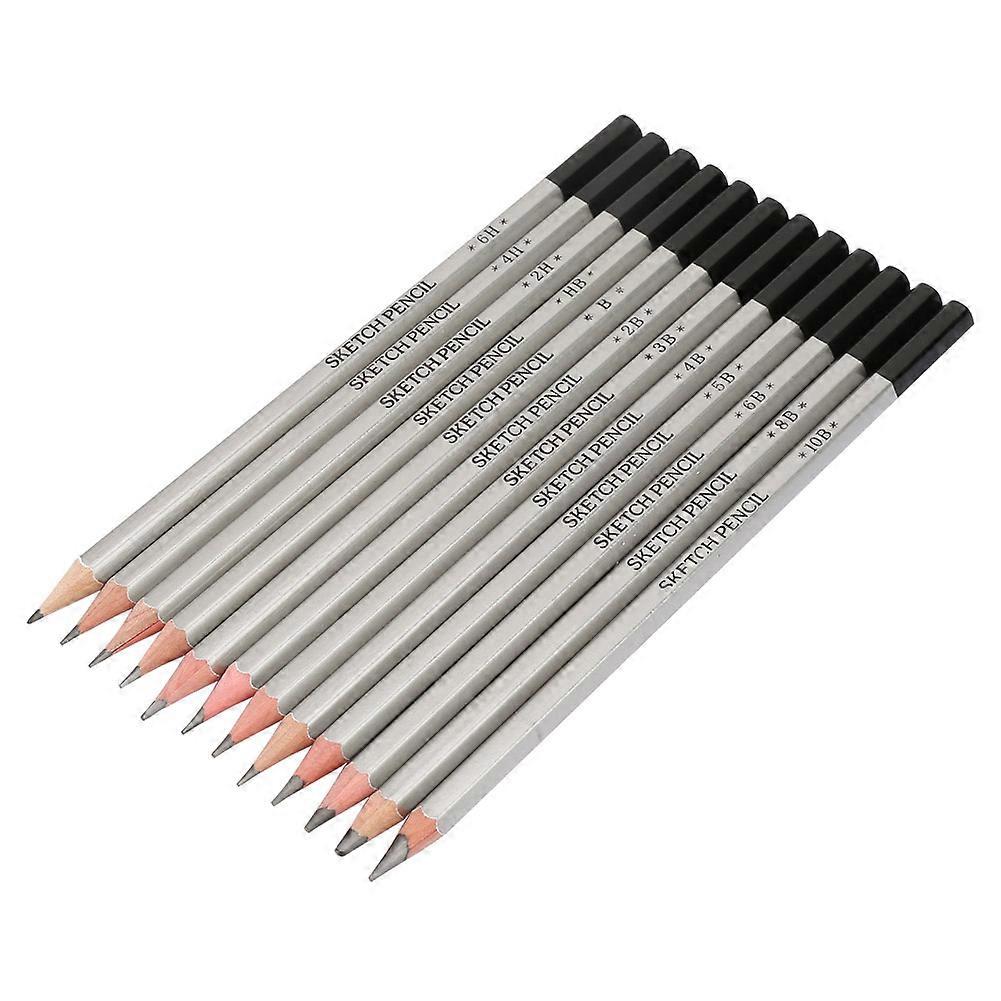 12PCS Wooden Handle Graphite Pencil Set Professional Art Drawing Sketching Pencils YEMAA