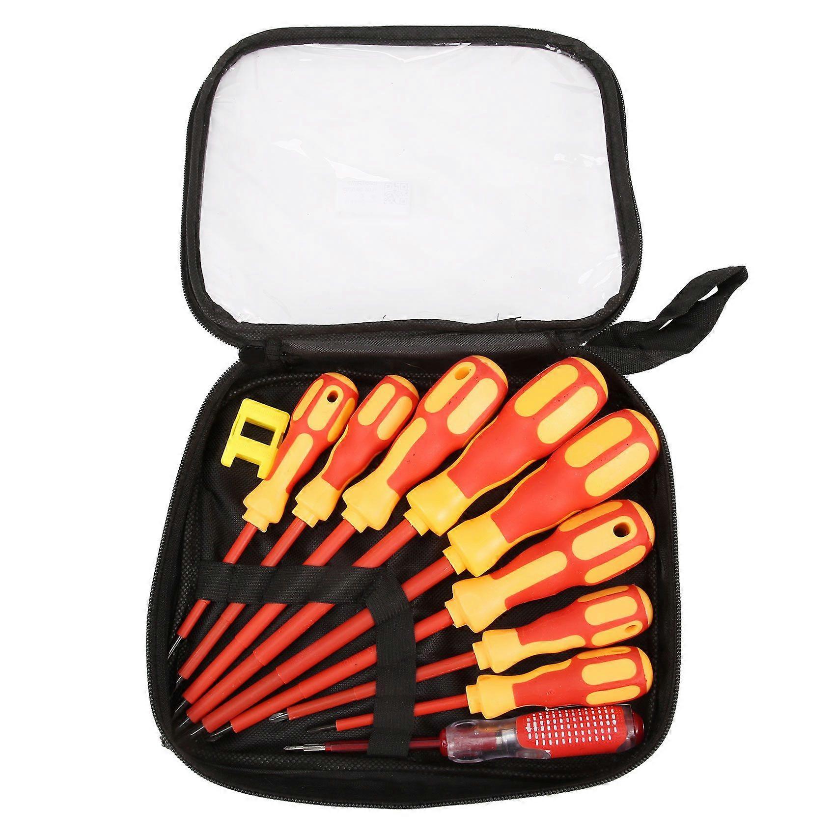 9 Piece 1000V Insulated Electrician Screwdrivers Set with Magnetic Tips and 1 Test Pen Electrical S