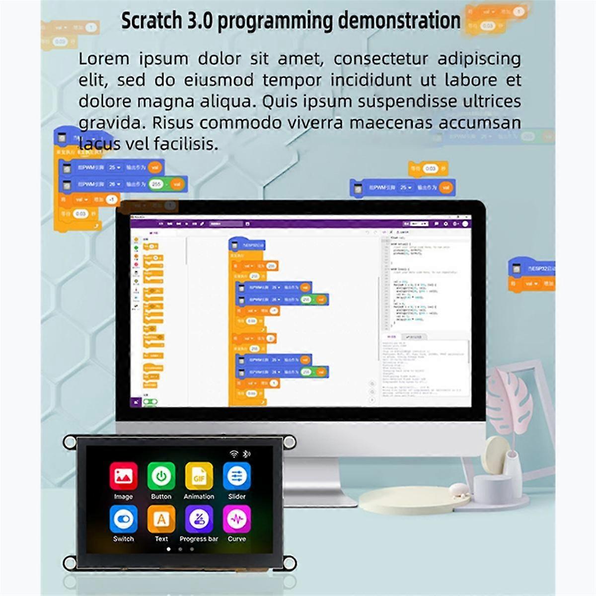 ESP32-S3 οθόνη LCD IPS χωρητική αφή HD 8M PSRAM WIFI Bluetooth Ανάπτυξη Διοικητικό Συμβούλιο για LVGL, 4.3 ίντσα