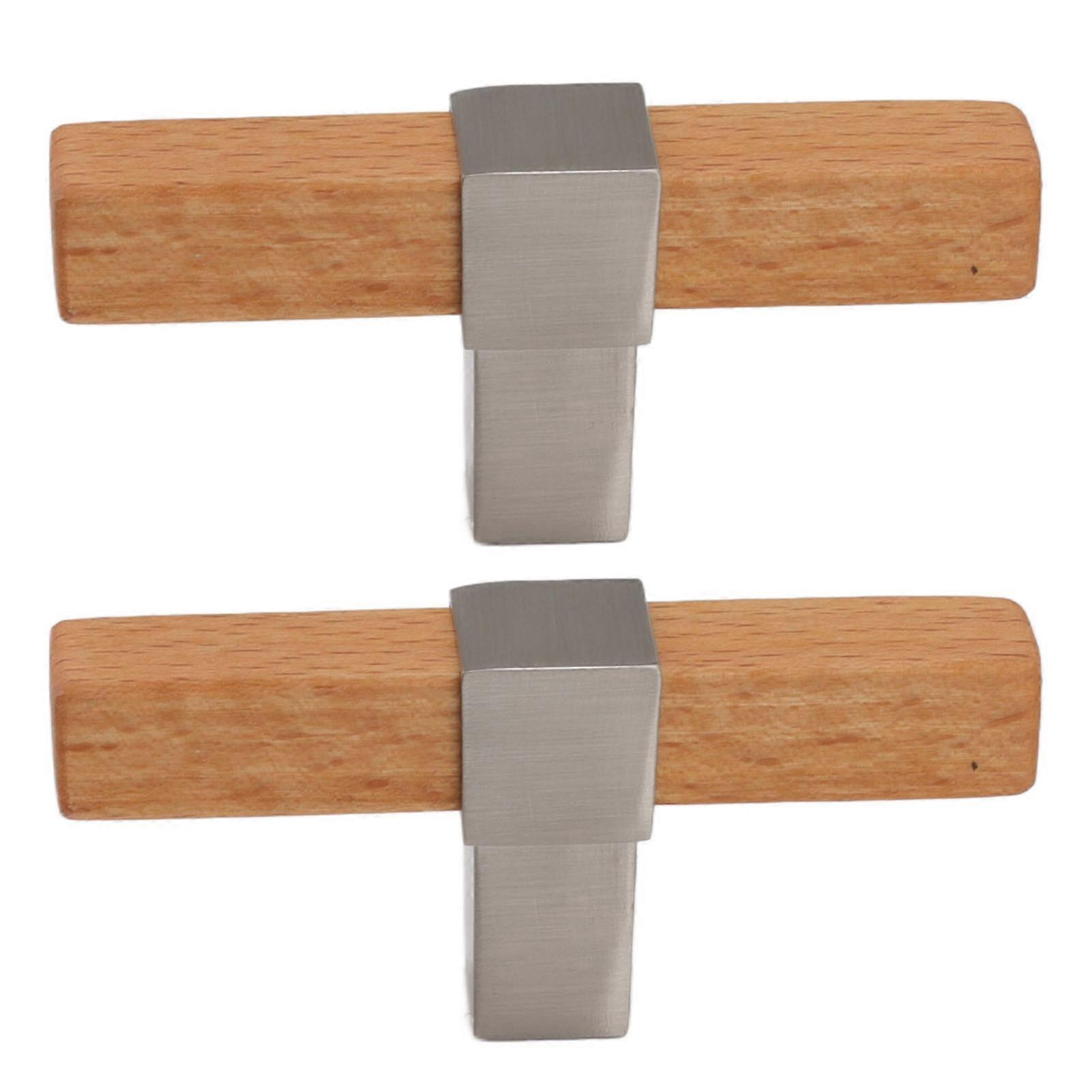 2 Pcs Wooden Cabinet Pulls Single Hole Door Pull Handle Knobs For Kitchen Drawer Cupboard Closet Brushed Silver 