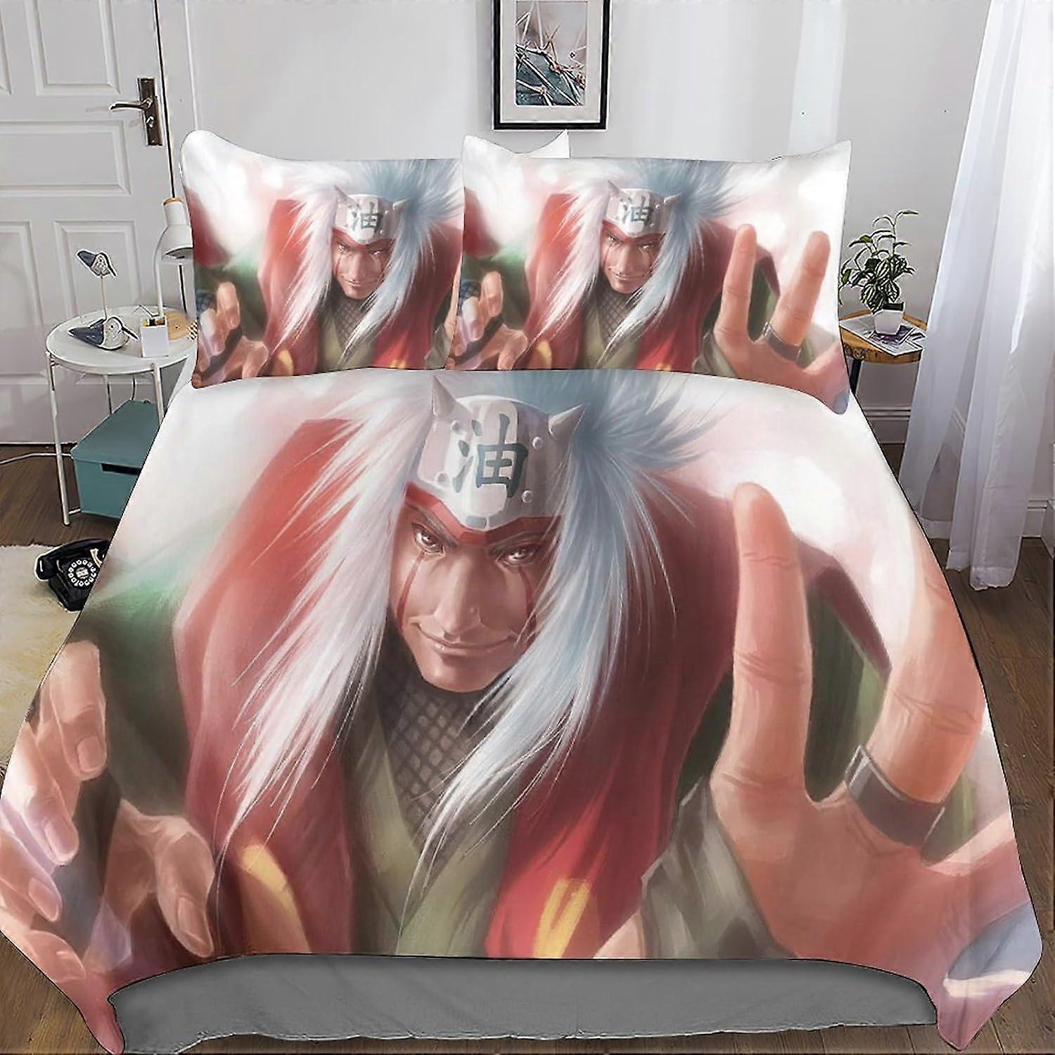 Naruto Duvet Cover 3 Pieces, 3D Bedding Set with Zipper Microfiber Anime Bedding Set with Pillowcase for Adults and Kids