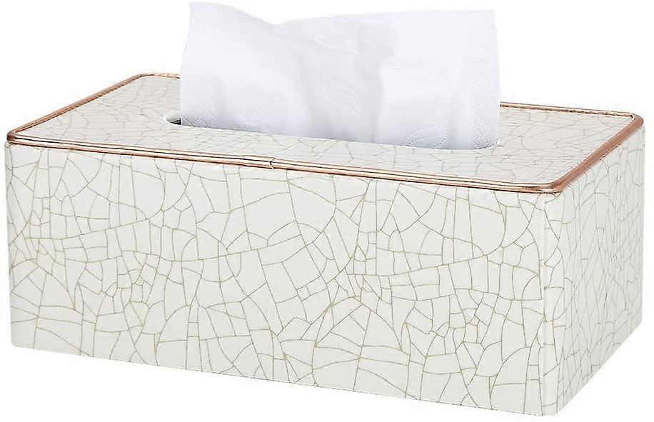 2024  Rectangular Leather Tissue Box (Beige - Ice Cracks Pattern)
