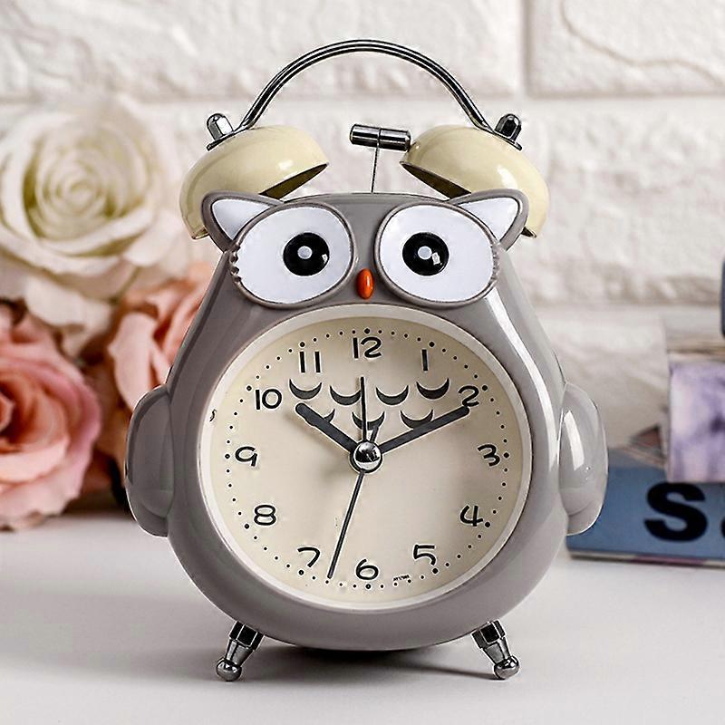 Kids Alarm Clock Owl Loud Bell Analog Alarm Clock Silent Non-Ticking Desk Clock with Night Light Battery Operated