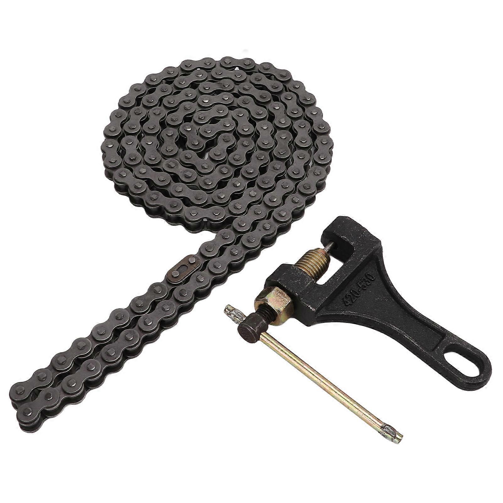 Motorcycle Chain 420 Standard Roller Chain with Chain Breaker for 50cc 70cc 90cc 110cc 125cc ATV Go Kart Mini Bike