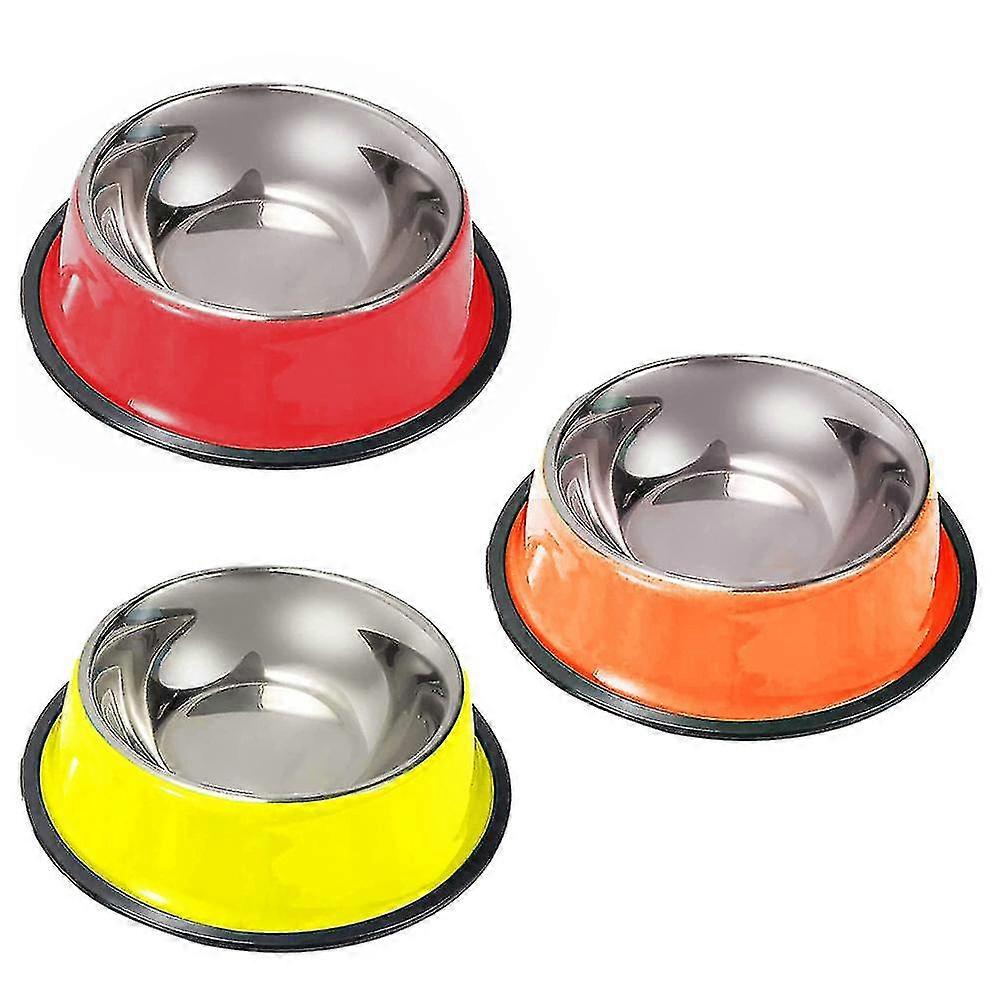 3pcs μπολ γάτας ανοξείδωτου, κουτάβι animal bowls για τα τρόφιμα και το νερό, χρωματισμένο αντιολισθητικό