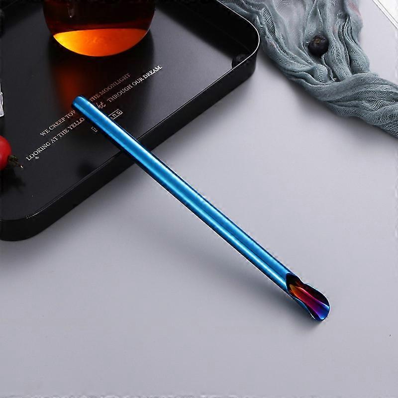 Reusable Boba Straws Stainless Steel Smoothie Drinking Spoon Sucker Metal Cocktail Spoons for Bar