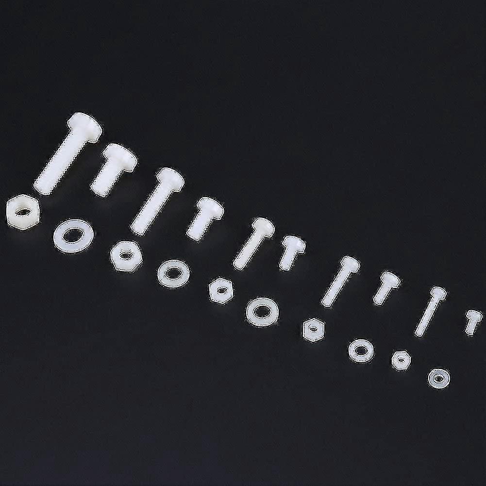 150pcs Set Of Screws Bolts & Nuts Nuts Washers Assortment Kit White Nylon M2 M2.5 M3 M4 M5