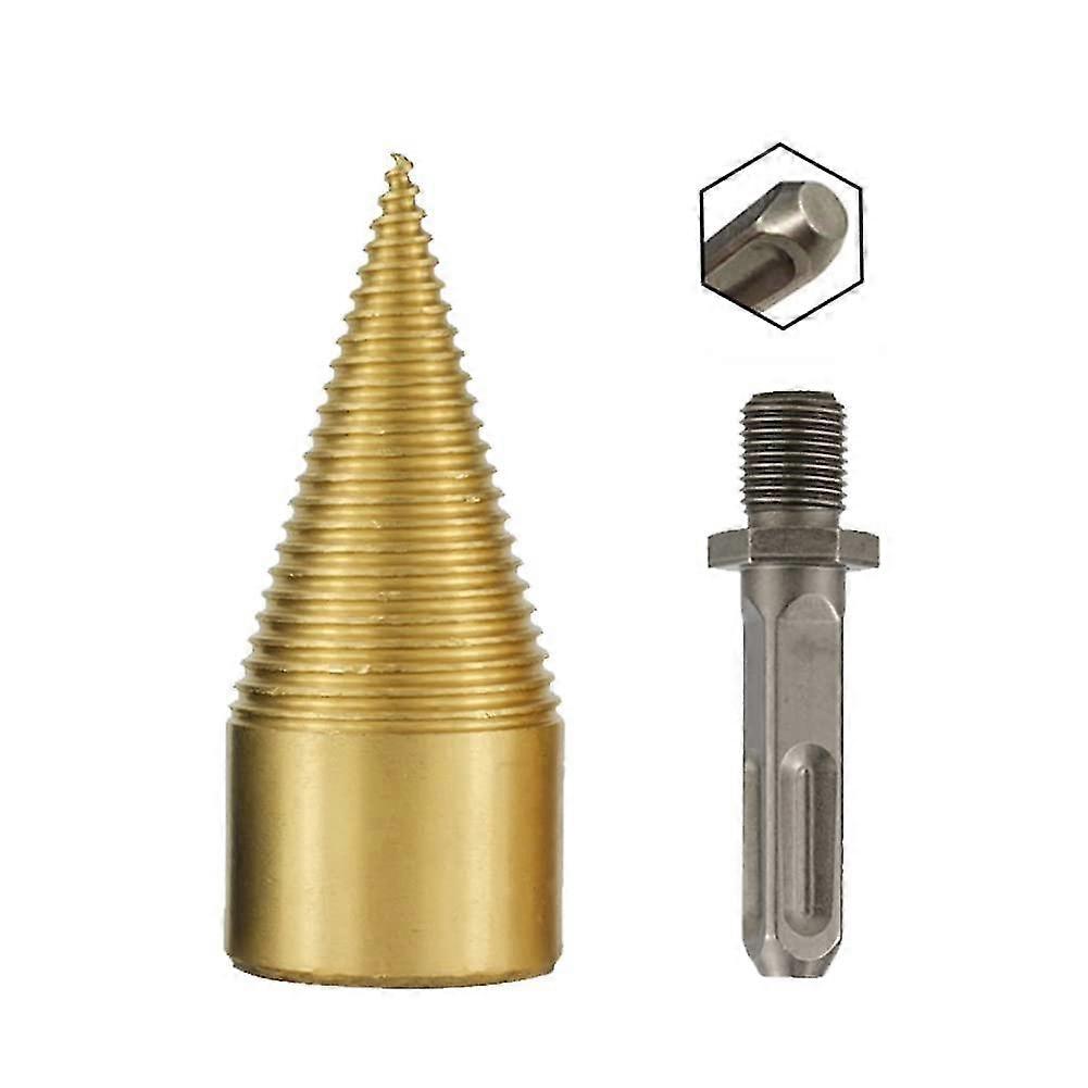 Wood Splitting Drill Bit, Wood Breaker With Round Square Hex Handle For Family, Camping, Stove, Farm (42mm, Square Handle)