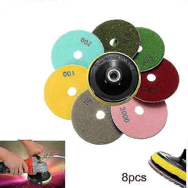 8pcs 100mm 4 Polegadas 50-3000 Grit Discos de Polimento de Diamante