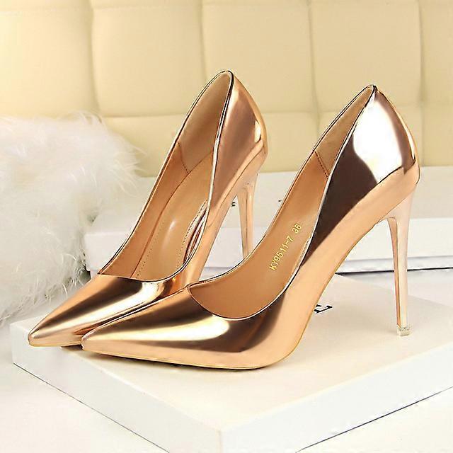 High heel shoes for woman Golden heels of big size