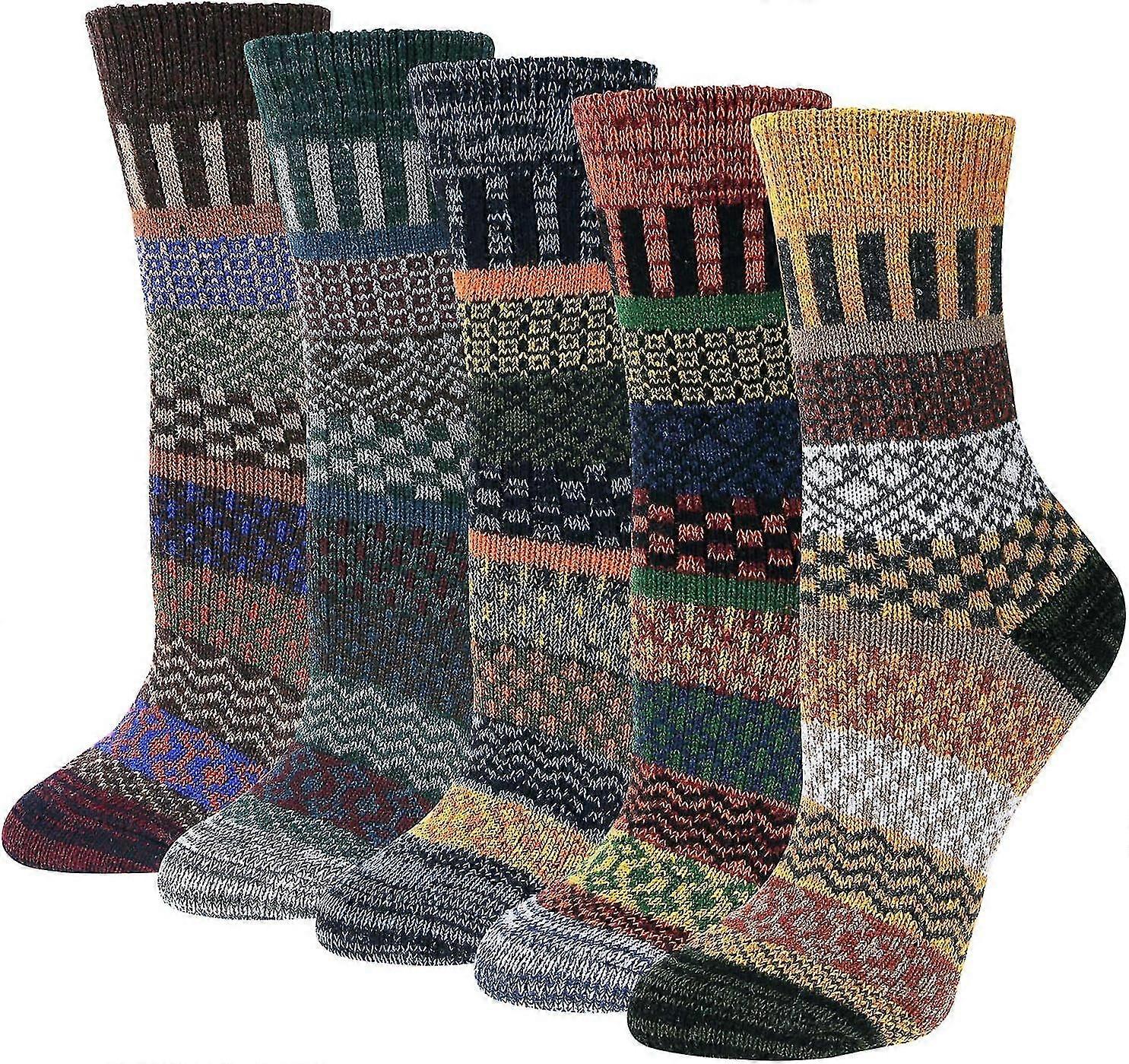 5 Pairs Wool Winter Thermal Socks, Various Colors^ccgv2