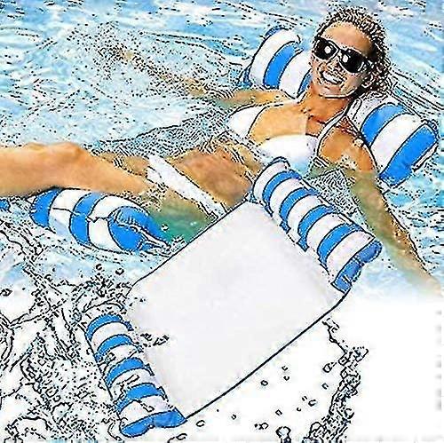 أرجوحة حمام سباحة قابلة للنفخ 4 في 1 من سينسي - مرتبة قابلة للنفخ - مقعد حمام السباحة - كراسي محمولة (أزرق + أبيض) أفضل هدية