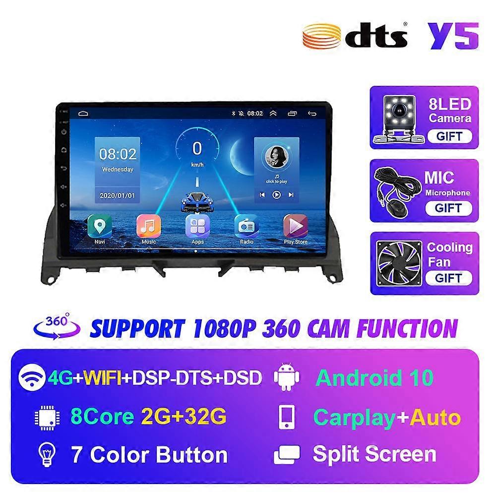 Redkid pour Mercedes Benz Classe C W204 S204 2007-2014 Android Autoradio Multimédia Lecteur DVD Stér