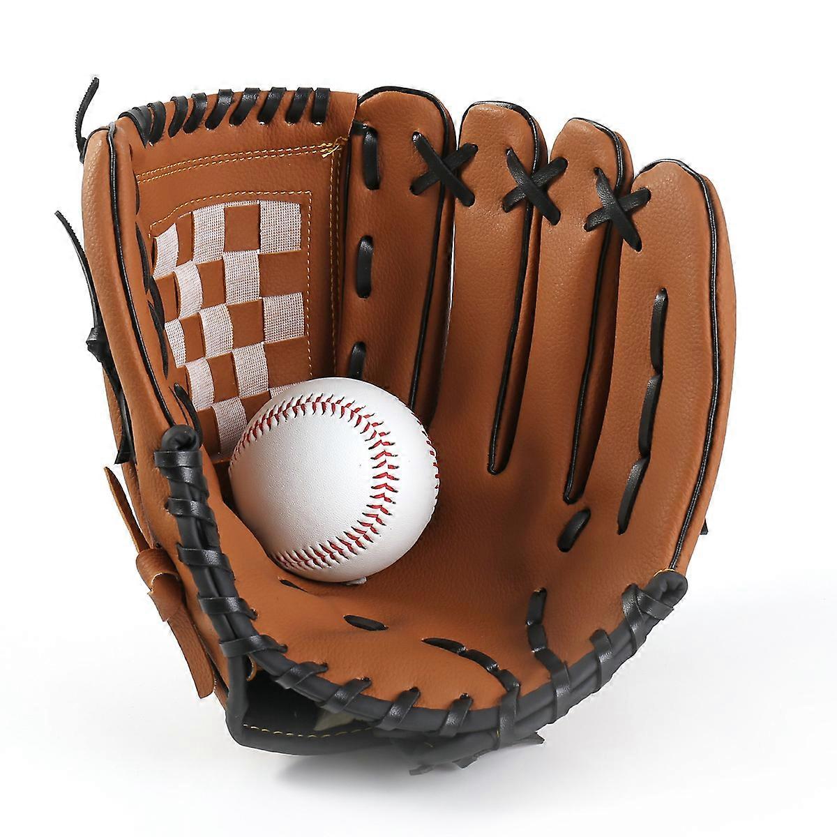 Brown black baseball glove 1 piece, softball glove, adjustable and comfortable, PU baseball training, left hand glove for youth