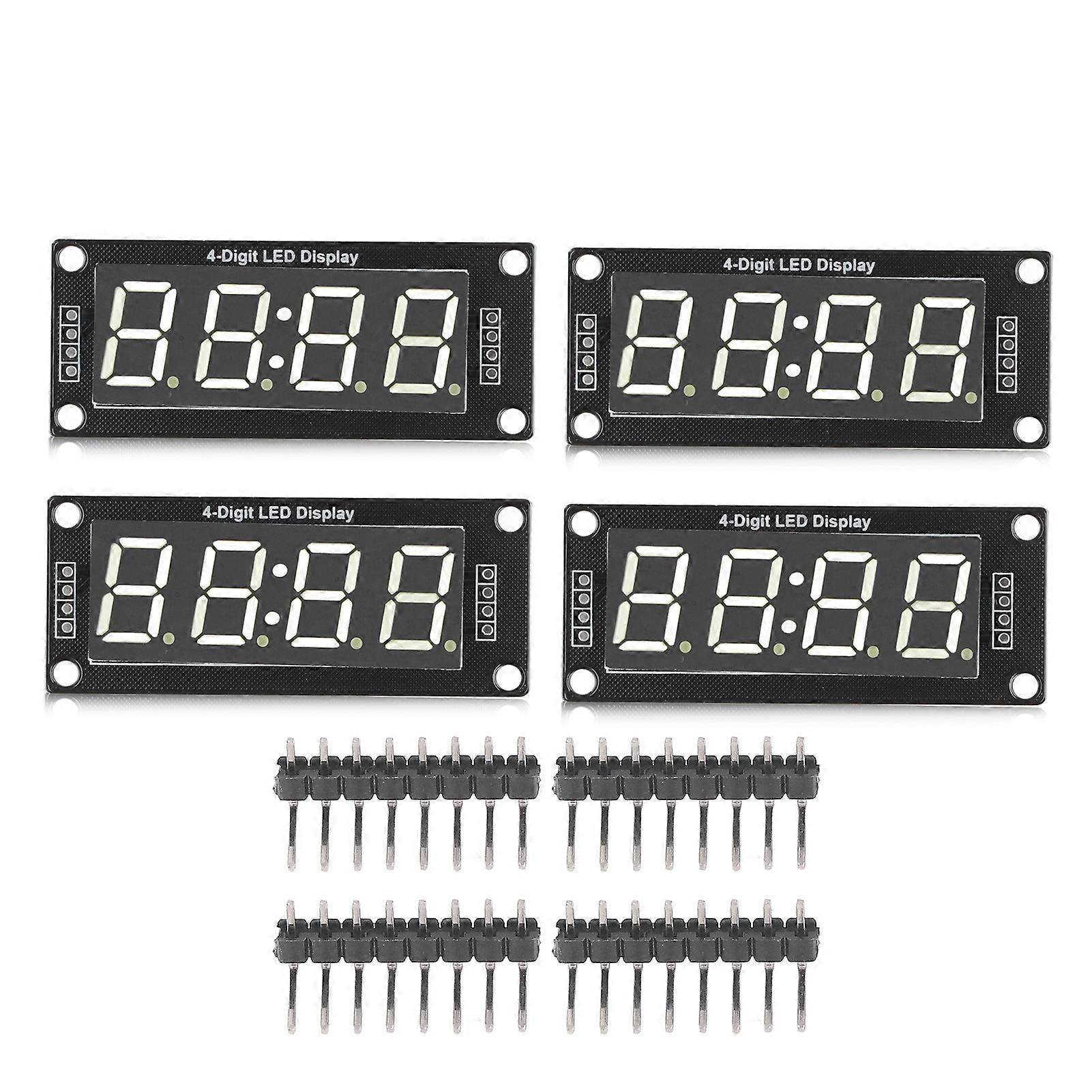 4-set 4-siffrigt digitalt LED-displaykort med 7 segment, klockmodul TM1637 0,56 tum vit MRA041B