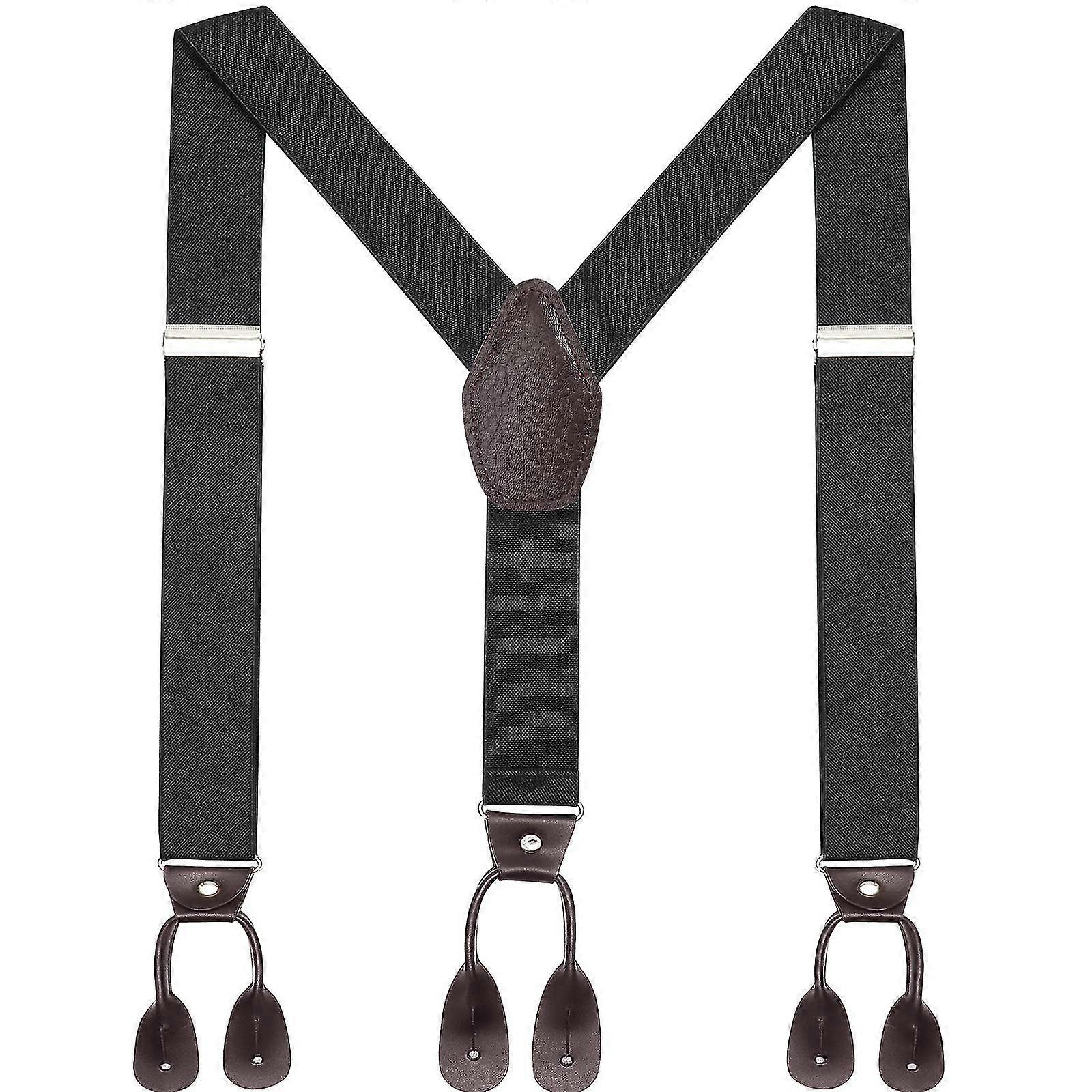 Suspenders For Men Wide 3.5 Cm With Very Strong 6 Buttons Long One Size