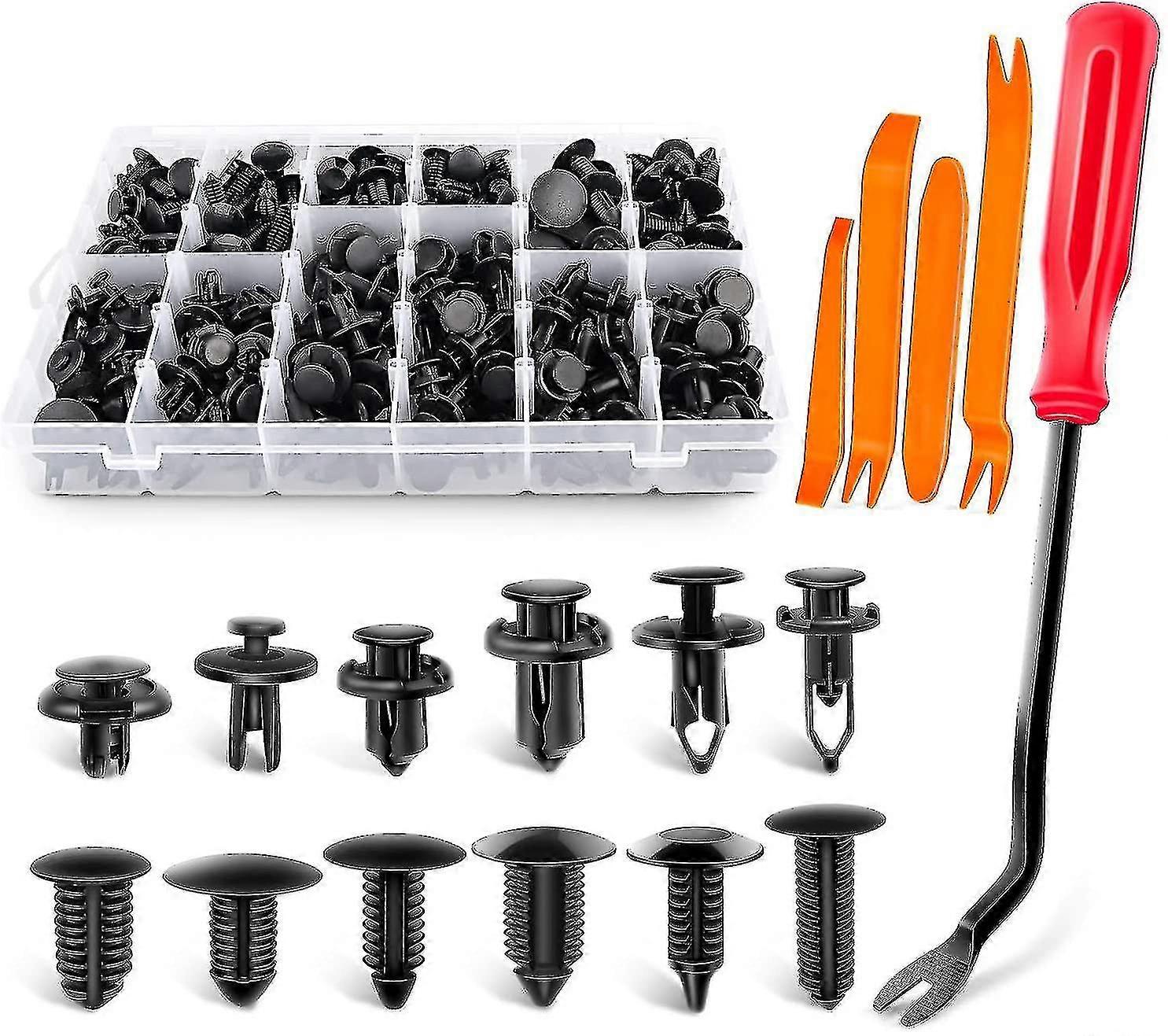240pcs Bumper Retainer Clips Car Plastic Rivets Fasteners Push Retainer Kit Most Popular Sizes Auto Push Pin Rivets Set -door Trim Panel Fender Clips
