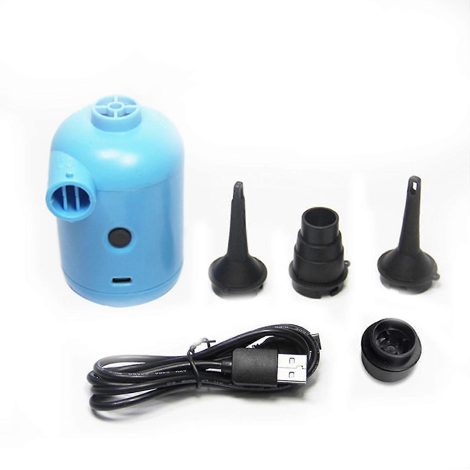 Blue Electric Air Pump Multi-function Usb Connector Rubber Boat Inflatable Bed Air Pump Z43337