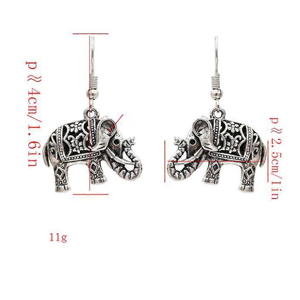2x Elephant Earring Drawing Dangle Pendentif Femme