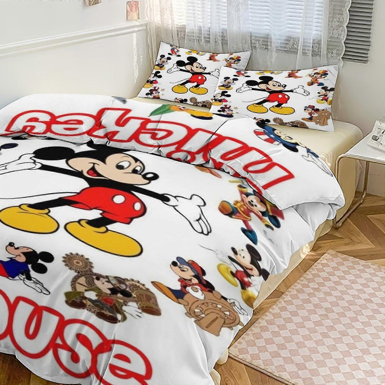 Ez35 ميكي طباعة طقم مفروشات نمط لحاف كوف طقم 3 قطع 1 غطاء لحاف و 2 غطاء وسادة للنساء الرجال والمراهقين أحجام متعددة للاختيار من بينها IU35