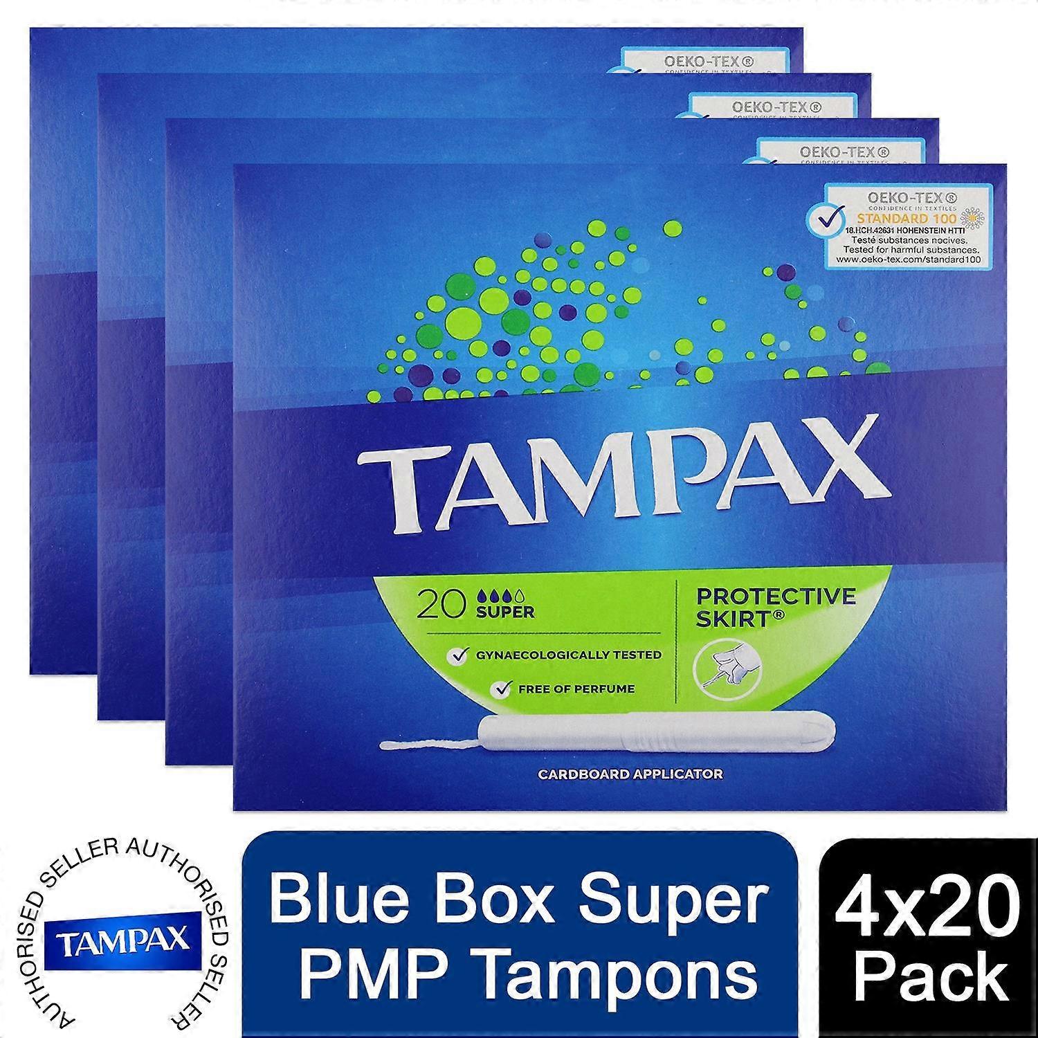 Tampax PMP 8H Long Lasting Protection Cardboard Applicator, Regular, 4Pk of 20