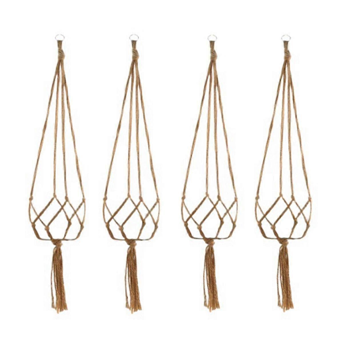 Hanging Basket Manual Flower Pot Net Bag Braided Home Vintage Plant Sling Knotted Rope Garden Plant Hanger Pot 90cm