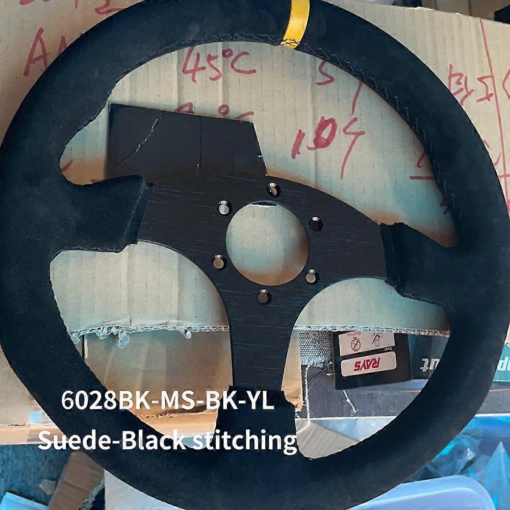 13inch 330mm Racing Flat Steering Wheel Auto Universal Suede Leather Simulated