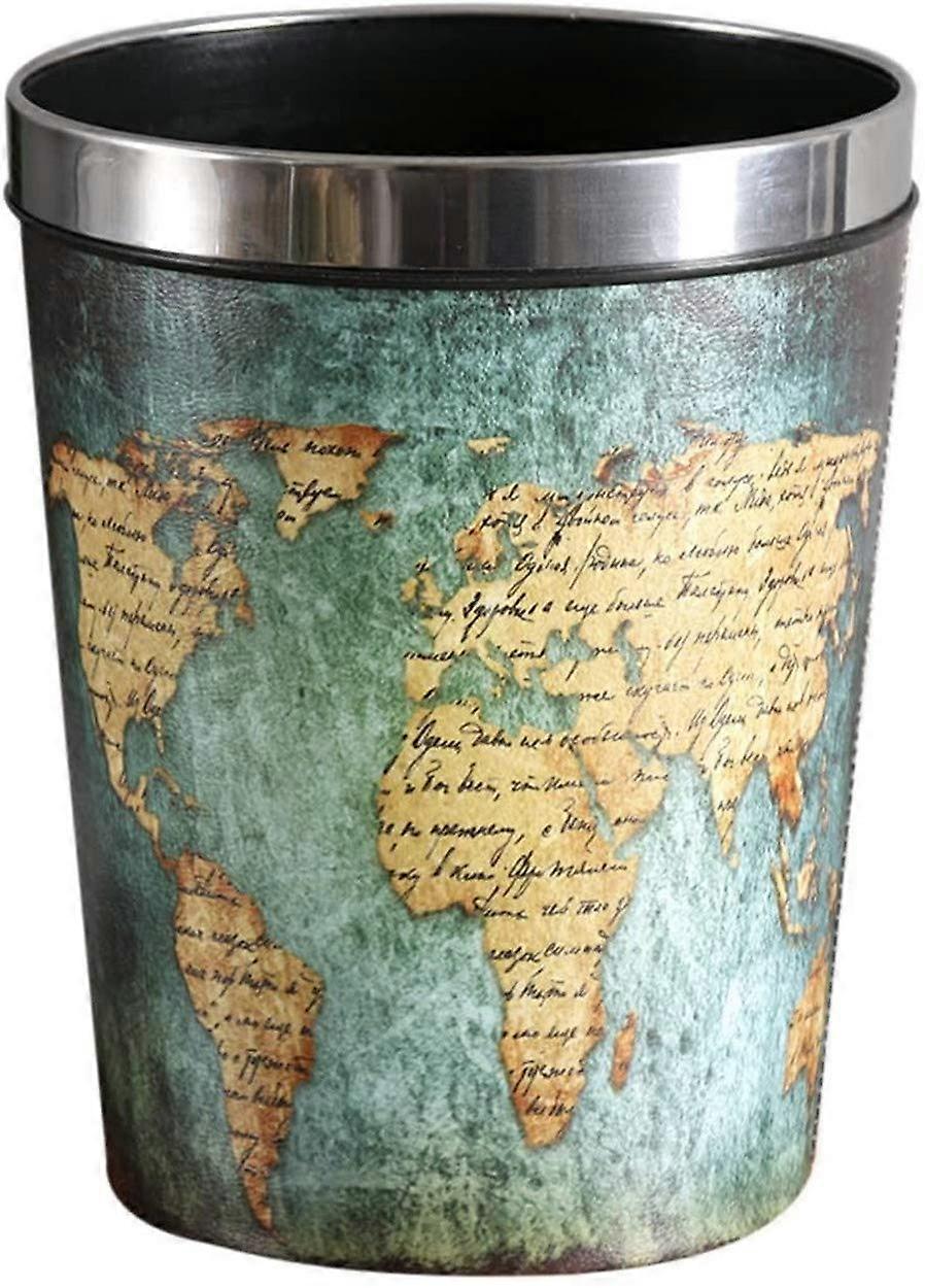 AOOPOO Waterproof Waste Paper Bin Map Pattern with Lidded for Office Kitchen Bedroom 24 * 24 * 315cm (Map Pattern)