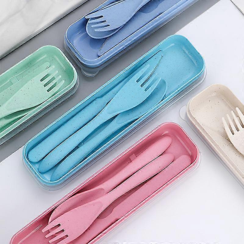 Ensemble de couverts de camping, ensemble de couverts de voyage avec étui, ensemble de couverts en plastique, ustensiles portables réutilisables Fourchette à cuillère en plastique (D-V2)