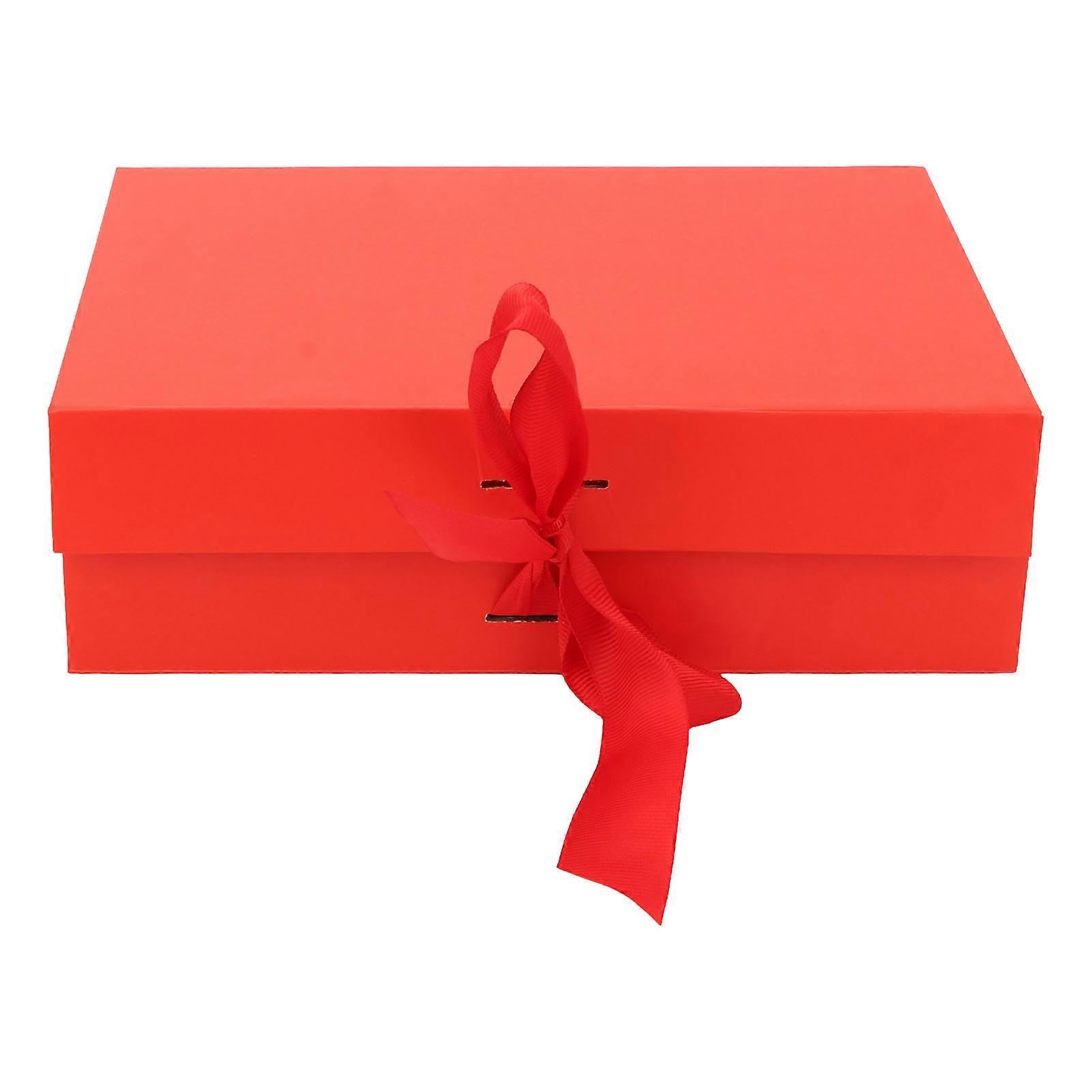 Gift Boxes Folding Pure Color Reusable Gift Wrap Boxes with Ribbon compatible Storing Jewelry Candies Candles Perfume Red