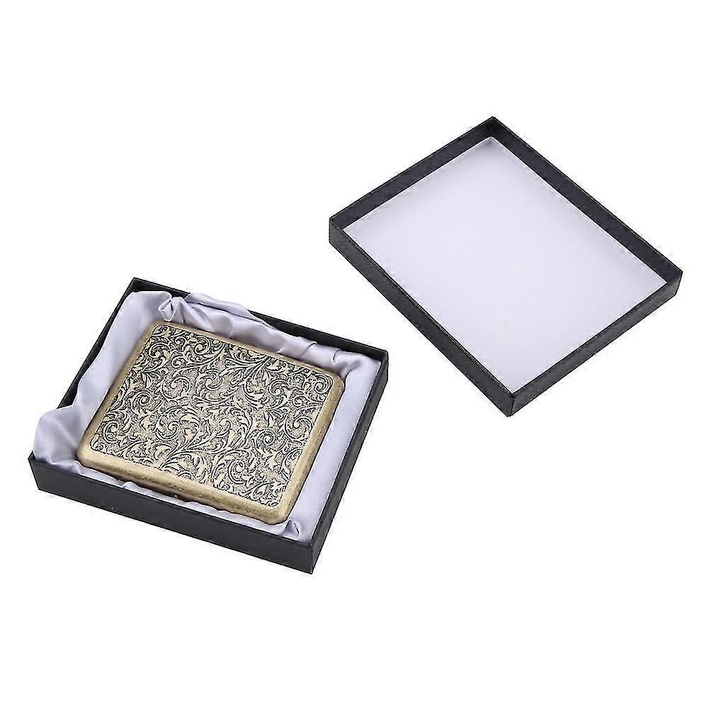 Retro Bronze Metal Cigarette Box Case Double Sided  Pocket Holder For 20 Cigarettes (#3)