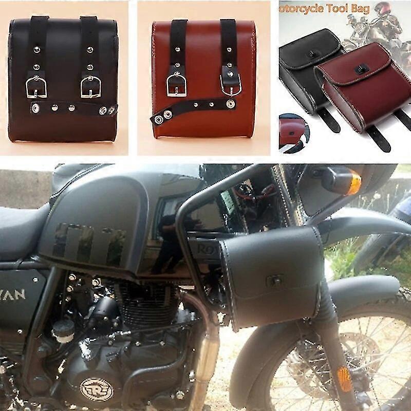 Mini Portable PU Leather Motorcycle Handlebar Bar Front Saddle Hanging Bag Tool Multifunction Accessories