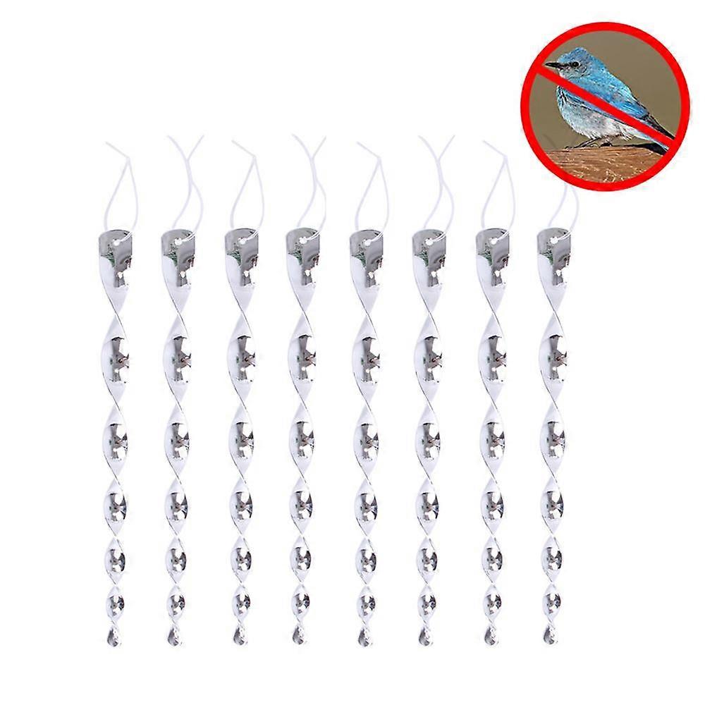 Decorative Rain Chain, 8pcs Bird Repeller Rotating Rod, Reflective & Portable silver