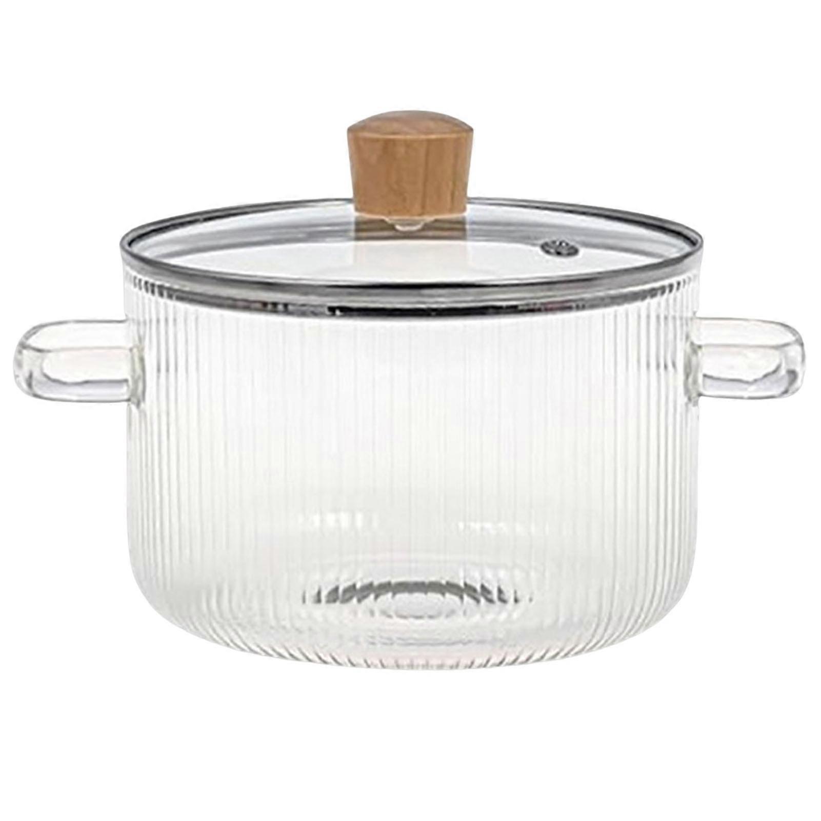 Clear Glass Cooking Stovetop Pots Thicker and Heavier Upgraded Glass Pot for Use on Open Flames and Gas Stovetops