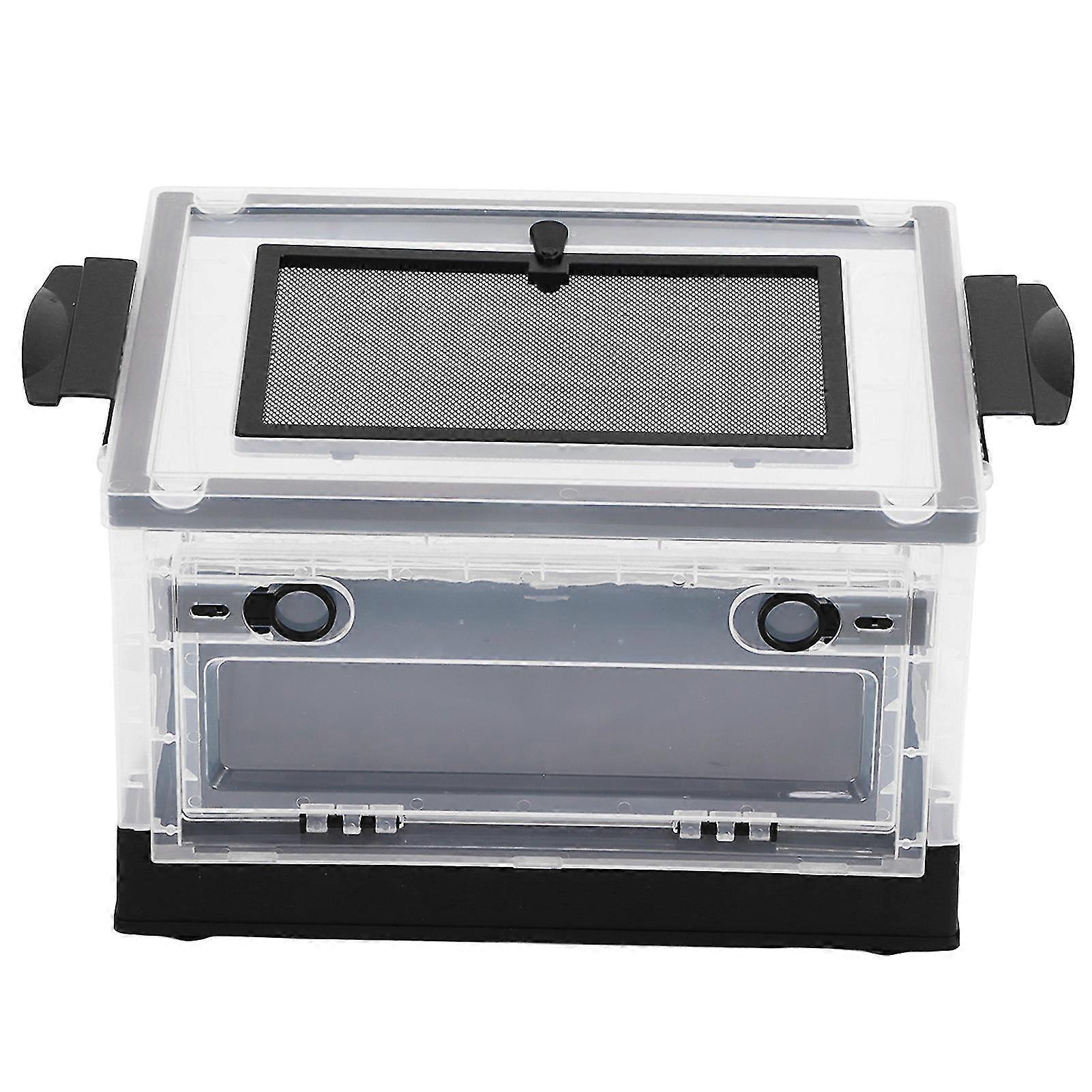 Black Foldable Pet Terrarium with Front Opening Door - Breathable Small Animal Habitat Tank on Pulleys