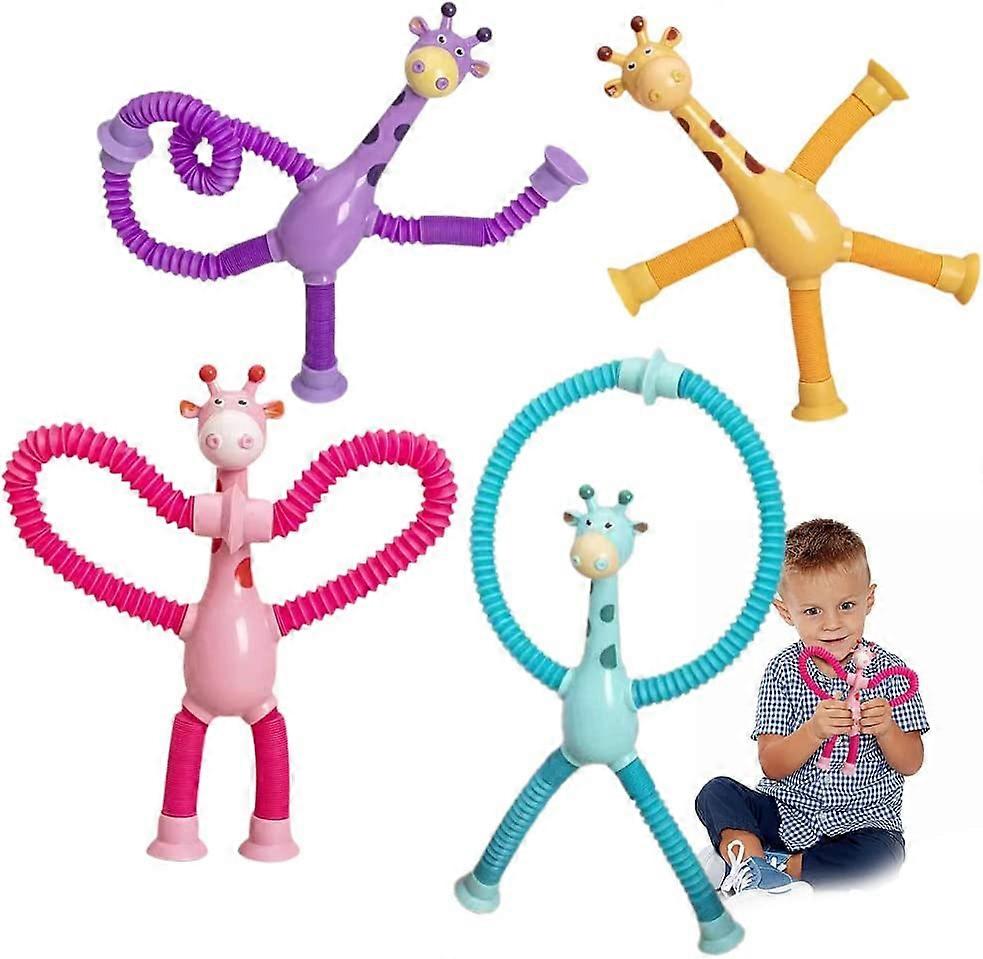 Jouet de girafe ventouse télescopique, tube télescopique de girafe changeant de forme, unique Mignon Animal Design Jouet à ventouse extensible, Décompresser Éducatif