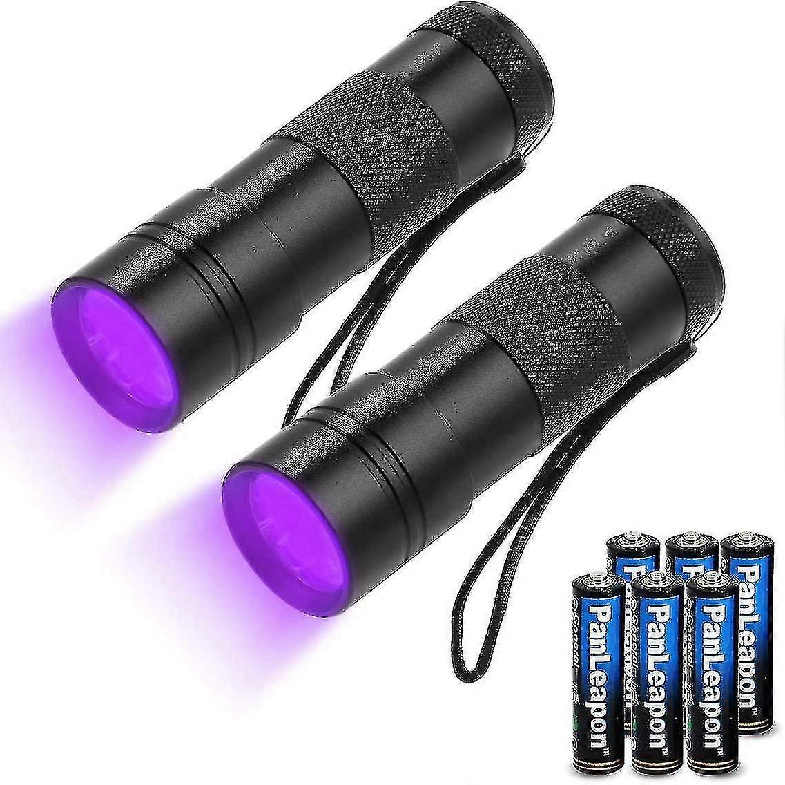 2 Pack Uv Flashlight With 12 Leds And 395nm Black Light Detector With 6 Aaa Batteries [energy Class A+]