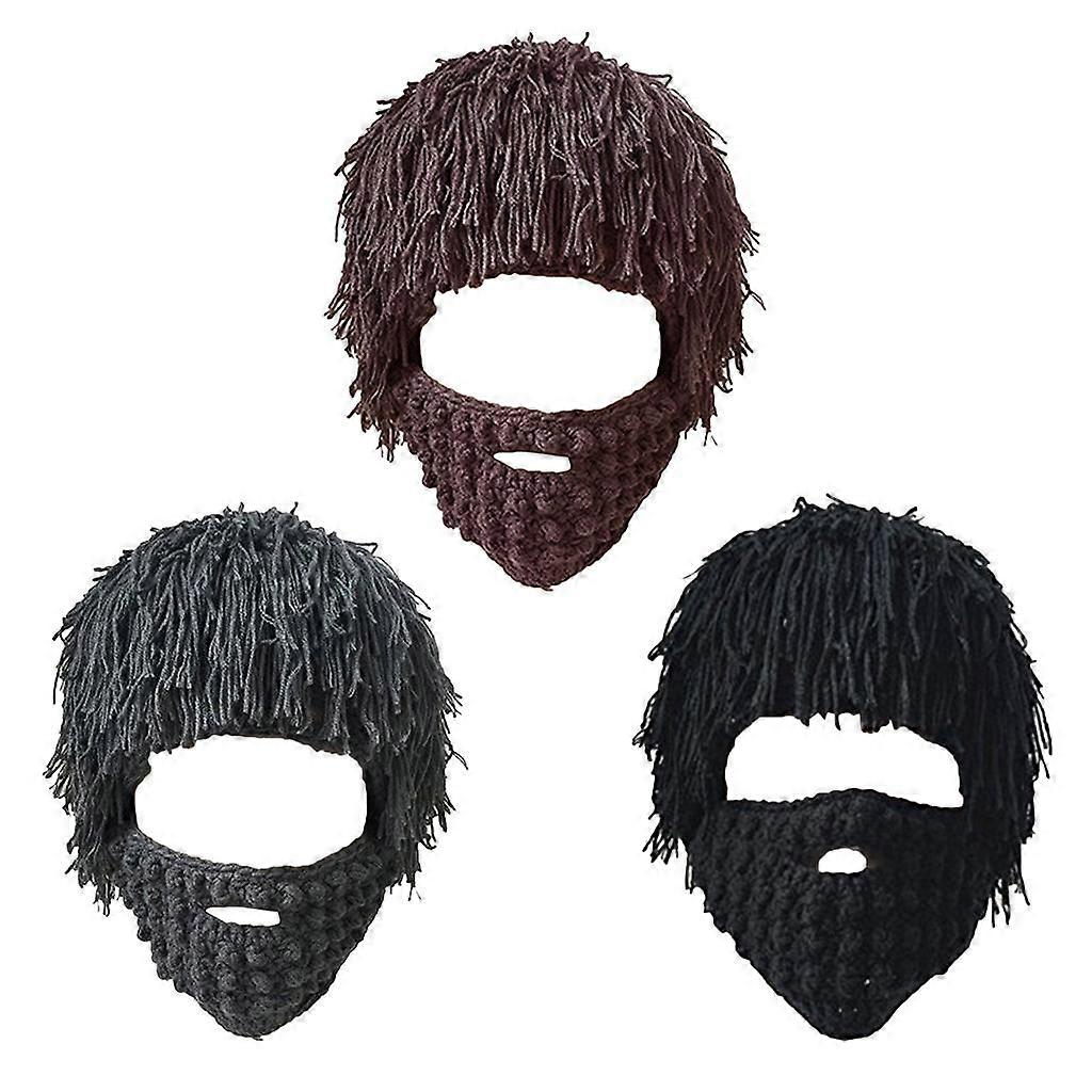 2x Herr Mössa Skägg Mössa Vintermössa Stickad Mössa Skidmössa Vintermössa