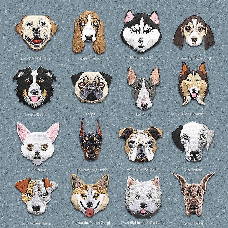 16pcs Children's Cute Dog Embroidery Patch Cloth Stickers