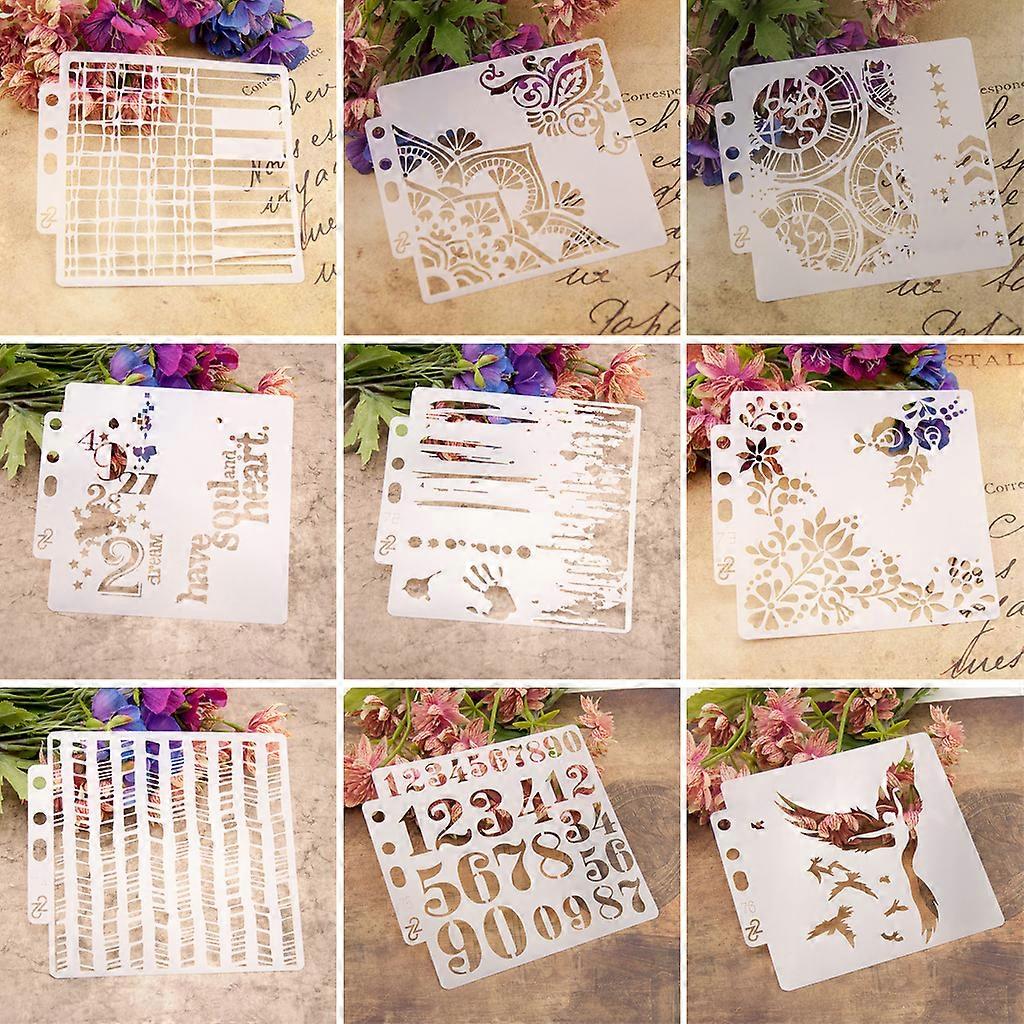 9pcs/set Number Dancing Stencils Template Painting Scrapbooking Embossing Stampi